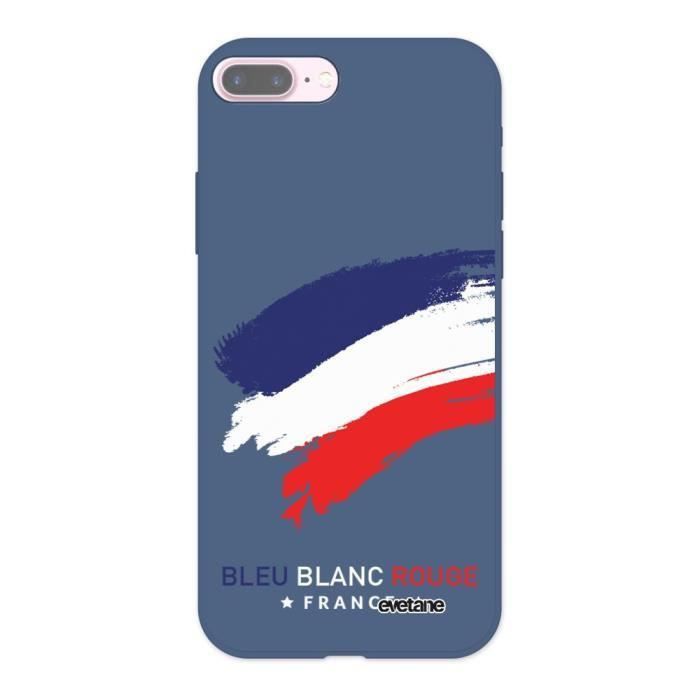 Coque pour iPhone 7 Plus / 8 Plus Silicone Liquide Douce bleu nuit France Ecriture Tendance et Design Evetane