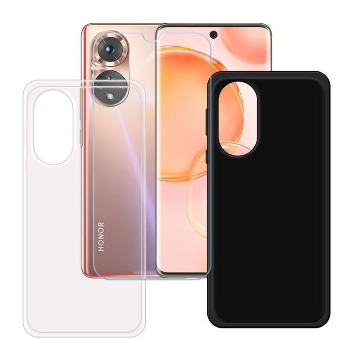 FZ 2 X Coque Pour Huawei Nova 9 (6,57-) + HD Protecteur écran - TPU Silicone Cover Case - Transparent + Noir