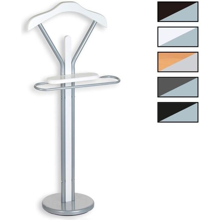 Valet de chambre FABIO chevalet de nuit portant pour vêtements, structure en métal laqué et finition en MDF blanc