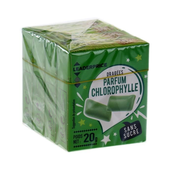 Dragées chewing-gum parfum chlorophylle Leader Price- 80g