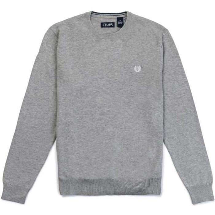 Chaps by Ralph Lauren Pull Gris Col Rond 100% Coton