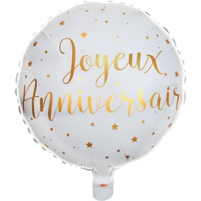 Ballon joyeux anniversaire blanc et or (x1) REF/6238