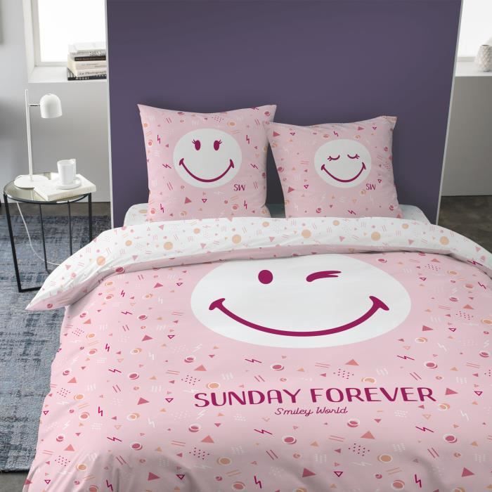 parure de lit smiley world en rose 227291200