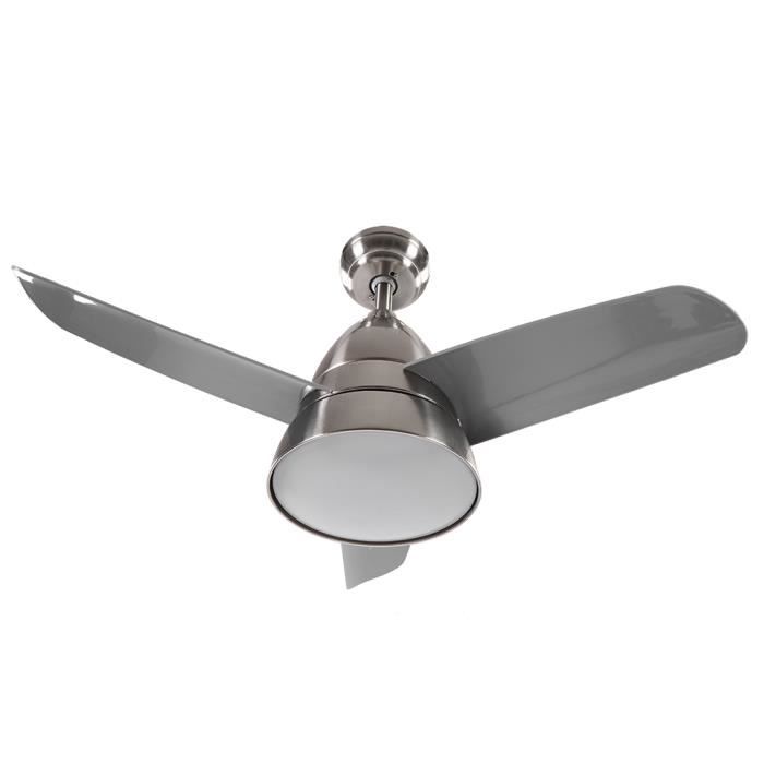 Ventilateur de plafond 36 -avec lumières changeantes 3 couleurs et télécommande 3 pales nickel sable--XIA