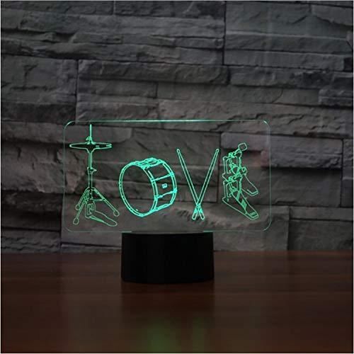 XM801-3D Optique LED Veilleuse 3D LED Night Light Drum Lampe Cool Garçon Chambre 3D Night Night Decor Décor Bulbing Enfa