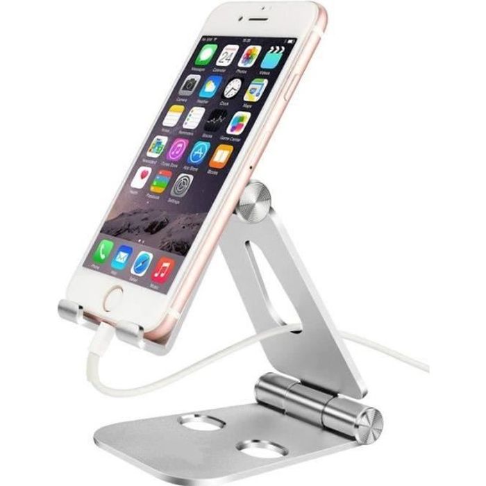 WF18377-Support Téléphone, Support Tablette, Support Dock pour téléphone Portable, d'autres Smartphones Aluminium - Argent