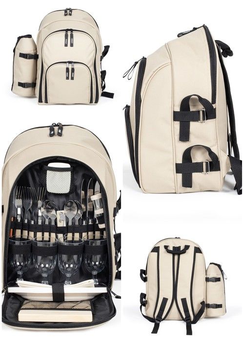 BRUBAKER SAC À dos pique-nique isotherme gris, 2 personnes vaisselle + Tapis EUR 49,99 - FR