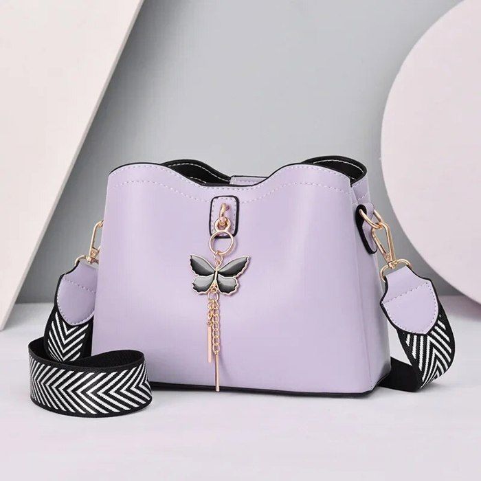 Sac à Main Bandoulière NICOLE & DORIS – Cuir PU, Couleur Mauve, Taille 26x10x19 Cm, Avec Franges Et Bandoulière Réglable - 2