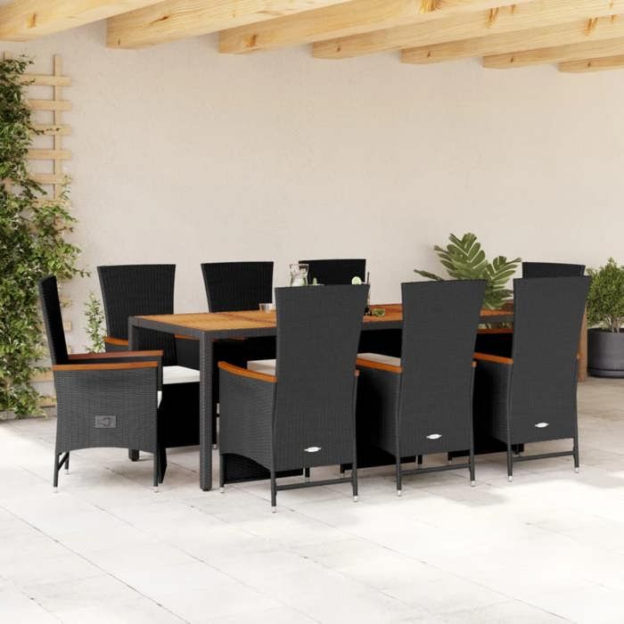 VidaXL Ensemble à manger de jardin 9 pièces coussins