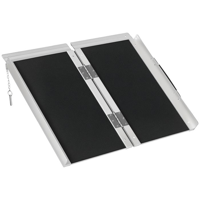Meilleurs prix pour Rampe de Fauteuil Roulant HOMCOM Rampe de Chargement Rampe d'accès antidérapante Pliable avec Bordures de sécurité alu. Noir