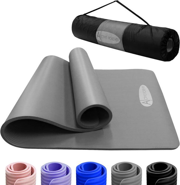 Tapis De Yoga NBR Active Forever - Antidérapant, Haute Densité, Avec Sac De Transport