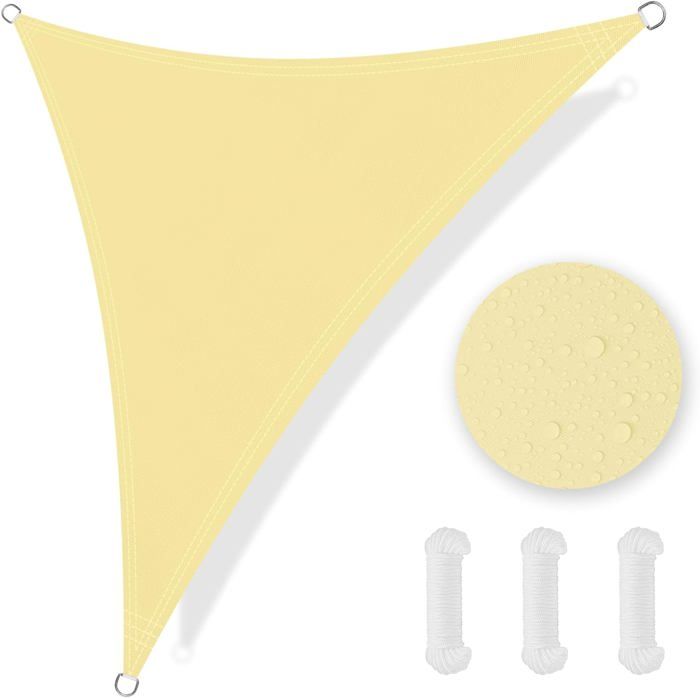 Voile dombrage triangulaire 2x2x2m toile dombrage avec 3 cordes auvent de Protection UV étanche pour jardin piscine
