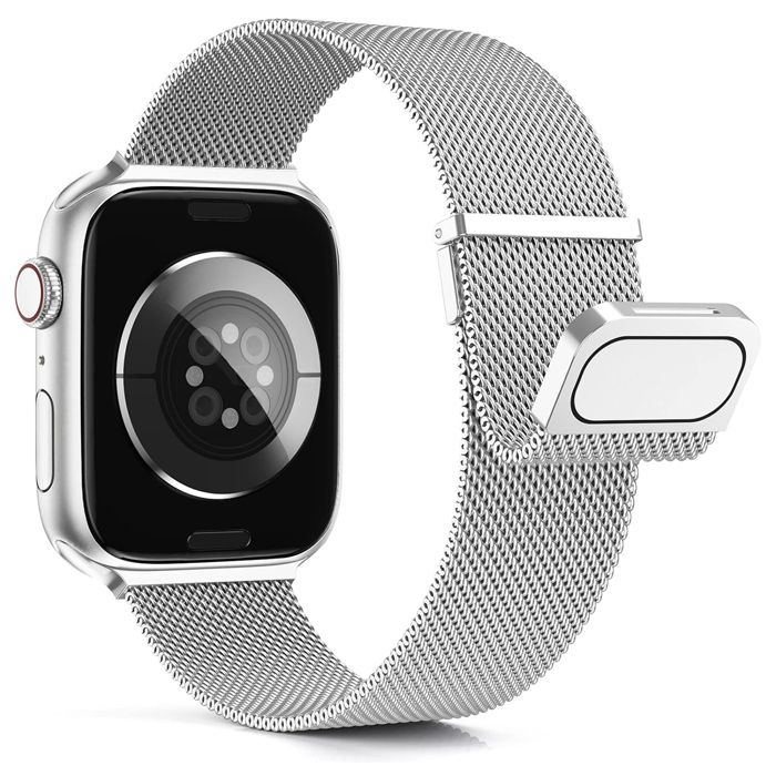 Bracelet Metal magnetic en acier inoxydable crochet Argent compatible avec Apple Watch 38mm 40mm 41mm - Yuan Yuan -