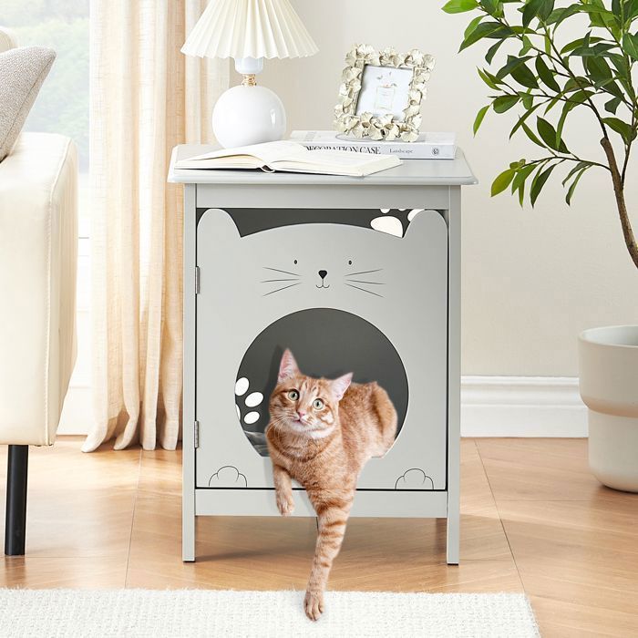 Meilleurs prix pour Maison de chat - Armoire à litière pour chat Table de chevet-Table de nuitGris 475 × 508 × 605 cmen MDF