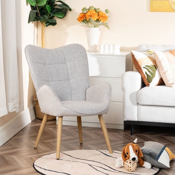 MEUBLES COSY Fauteuil Dossier Moyen Scandinave Chaise de Canapé de Loisirs en tissu Gris - KANAS