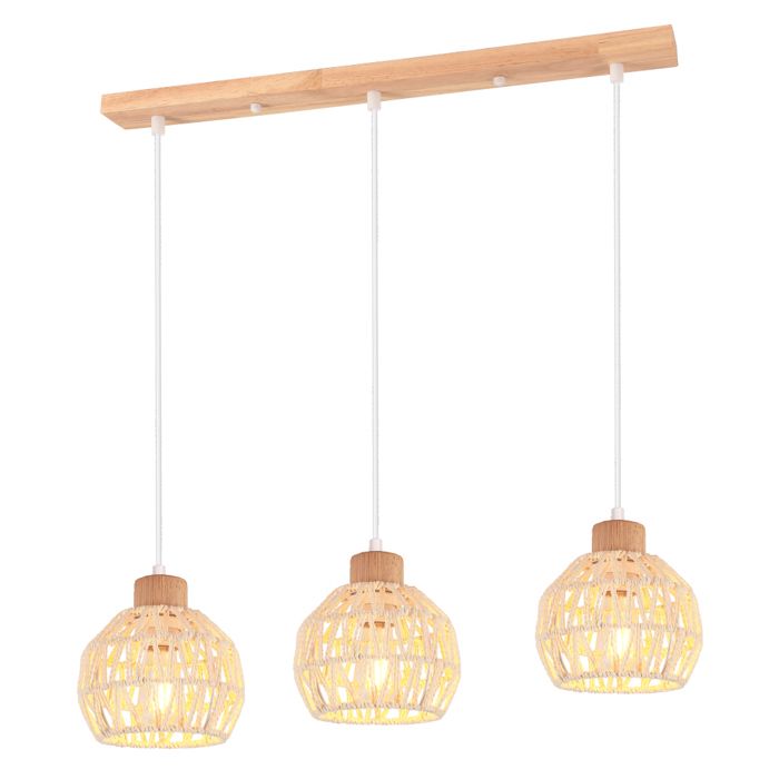 iDEGU Suspension Luminaire Vintage Lmape de Plafond Abat-jour en Rotin Blanc Design Cage Luminaire Industriel pour Salon Chambre