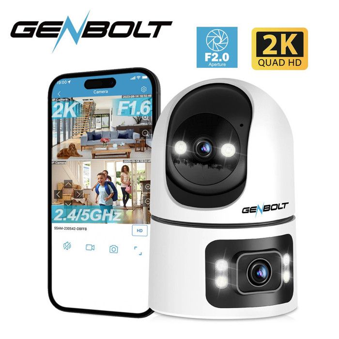 GENBOLT 2.5K Caméra Surveillance WiFi Extérieure,4MP 2.4/5Ghz DC&PoE
