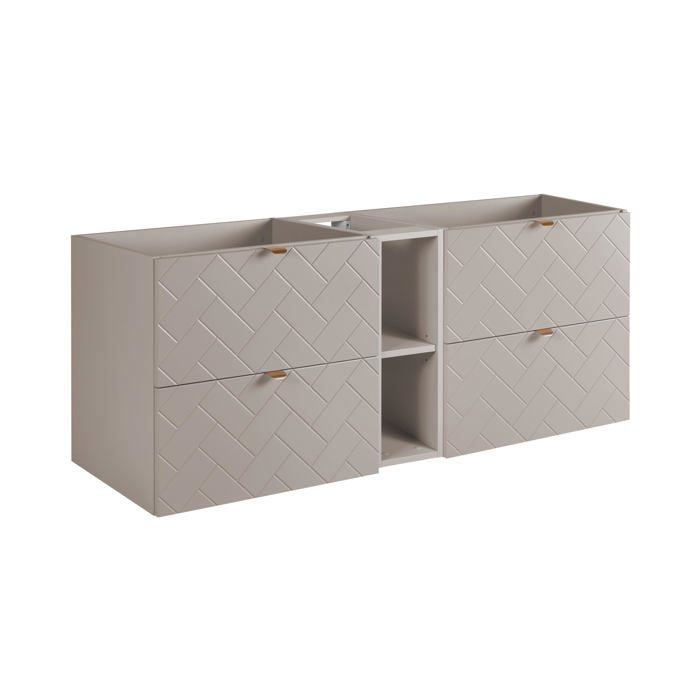 Meuble de salle de bain - Cachemire - 140 x 57 x 46 cm - 4 tiroirs - Poignée dorée - MDF