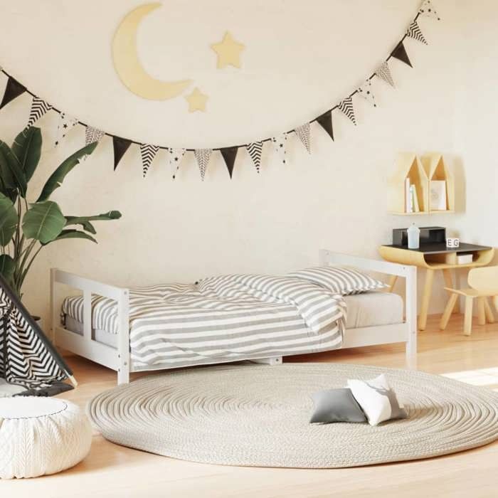 UNIQUE Cadre de lit pour enfant blanc 80x160 cm bois de pin massif cozy449066