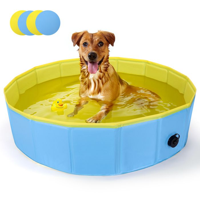 Nobleza - Piscine pour Chien, Rigide Bassin Chien, Baignoire Pliable pour Petit et Grande Chien, Chat, 120*30cm, Bleu & Jaune