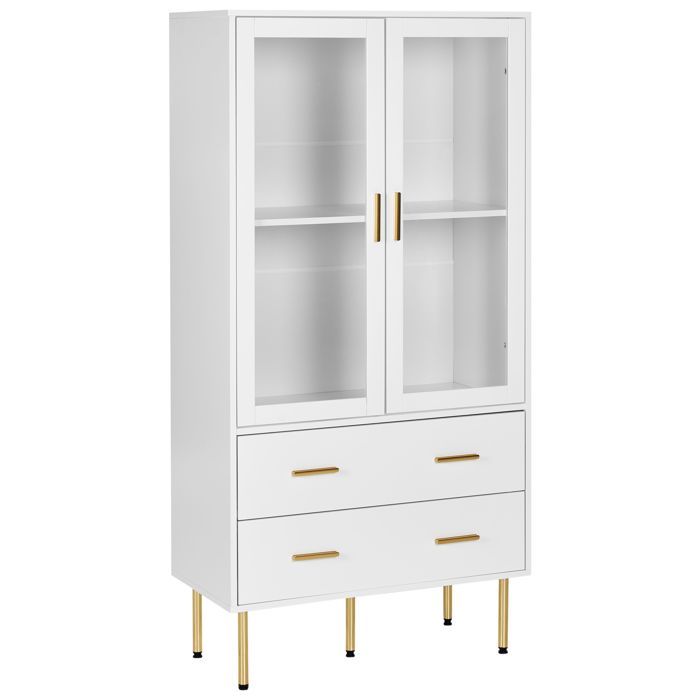 Armoire vitrine MILORA 80 cm Blanc Armoire vitrine MILORA 80 cm Blanc