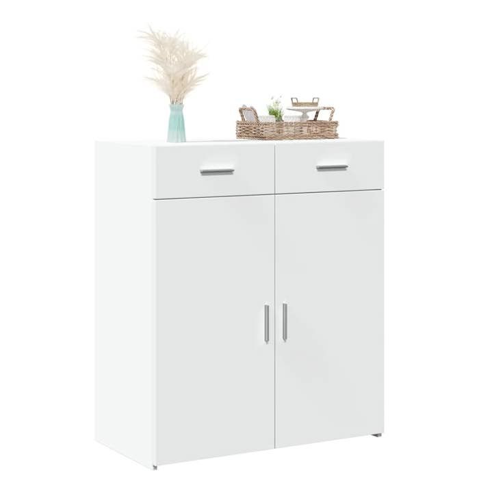 (SOLDE dété) Placard/Buffet bas - Décor salon - blanc 80 x 42 5 x 93 cm bois dingénierie *aspect pratique2984055