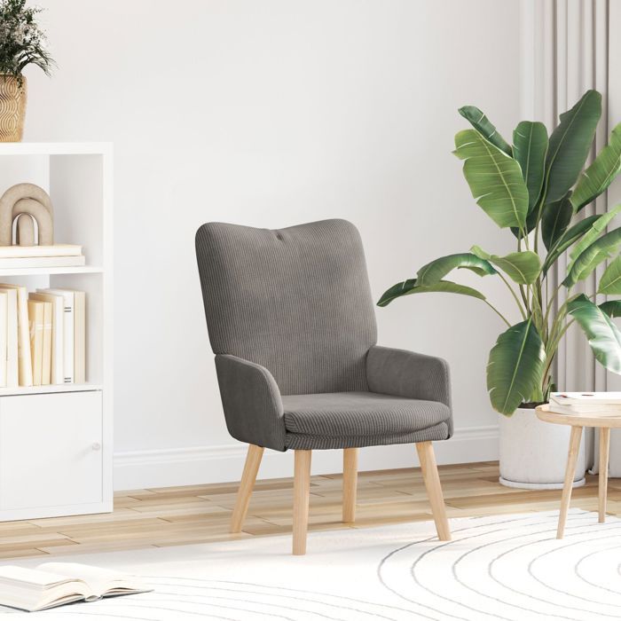 Fauteuil Relaxant - CLOUD - Gris Clair en Velours Côtelé - Taille Moyen EU1196
