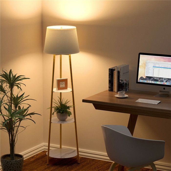 Lampe sur Pied avec 3 Étagères - Design Moderne Ambiance Chaleureuse LED pour Salon Chambre Bureau