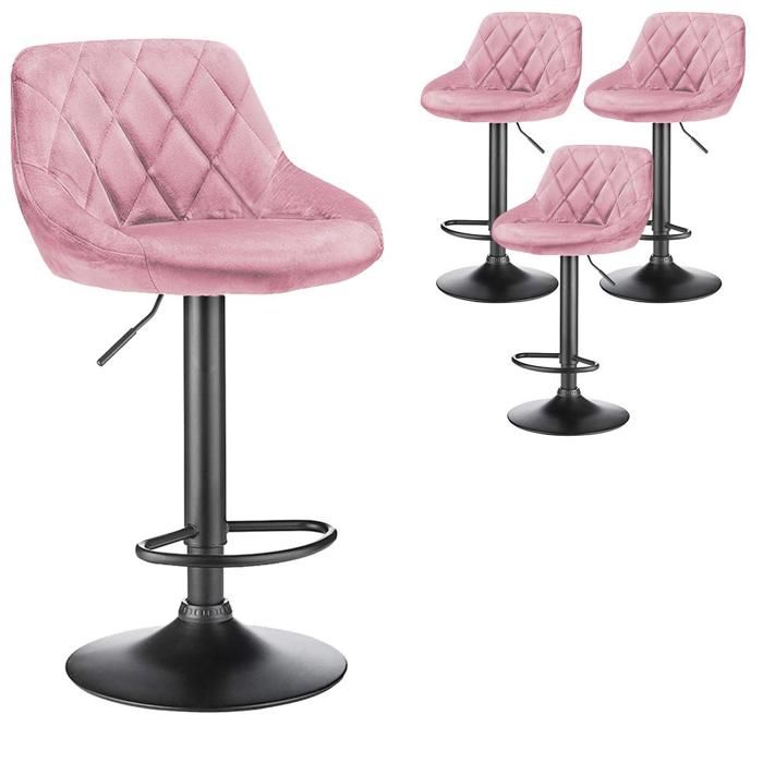 MIPAN.Tabourets de Bar Lot de 4 Tabouret Bar en Velours - Chaise de Bar Coussin épais - Tabouret Haut pour îlot de Cuisine - Rose