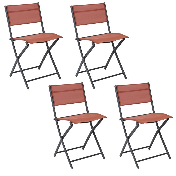 Lot De 4 Chaises - Home Deco Factory - Elba - Pliante - Rouge