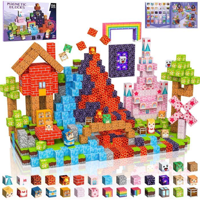 Construction Magnetique Enfant 150 Pièces 2Cm Magnetic Blocks 3+ Jeux AimantsBloc De Cube Magnétique De Pour Garçon Et FilleJoue