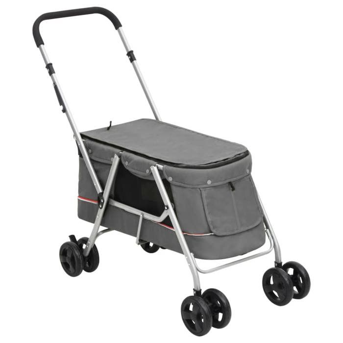 Poussette pour chien - vidaXL - Pliante - Gris - Tissu de lin - 100x49x96 cm Poussette pour chien - vidaXL - Pliante - Gris - Tissu de lin - 100x49x96 cm