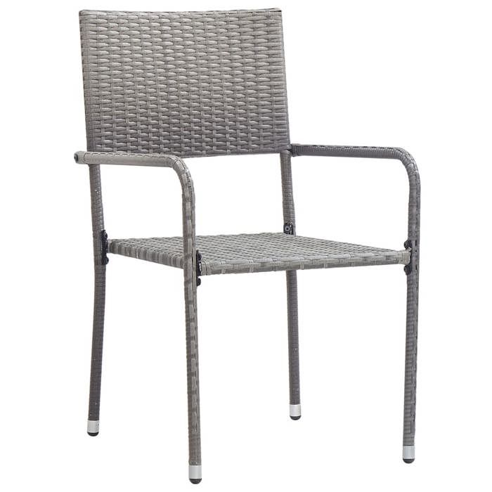 CHIC Chaise à dîner de jardin empilable lot de 2（2 pcs) gris résine tressée - 51x60x87 cm 543352 S11