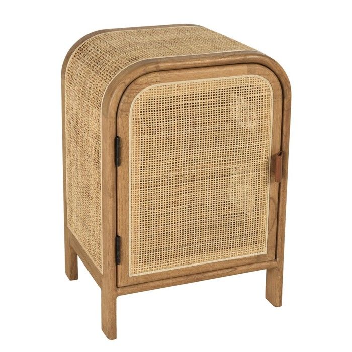 MACABANE AMY - Chevet forme arrondie mindi et rotin naturel 1 porte 1 étagère AMY MACABANE AMY - Chevet forme arrondie mindi et rotin naturel 1 porte 1 étagère AMY