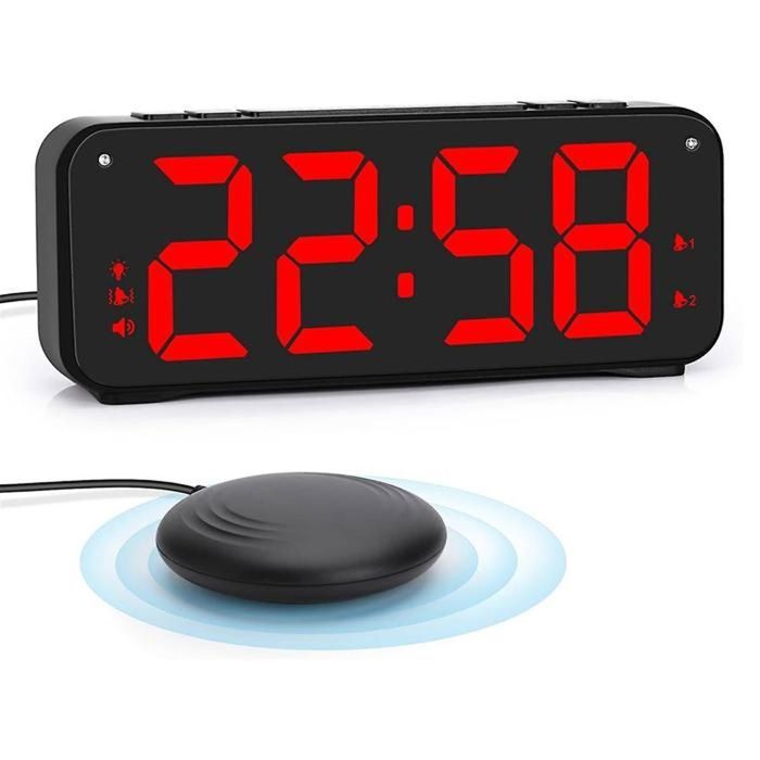 CLOCKY Réveil Matin Roulant Forte Sonnerie pour Gros Dormeurs | Reveil Puissant pour Sourd Tres Bruyant Chambre Adulte Enfant Adolescent Reveil LED Roule Saute, Cadeau Amusant, Noir