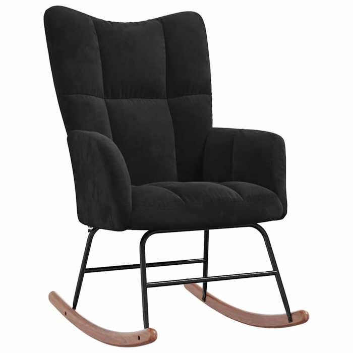 “Winter SaleTOP Chaise à bascule Noir - Chaise à bascule Noir Velours PRO34885