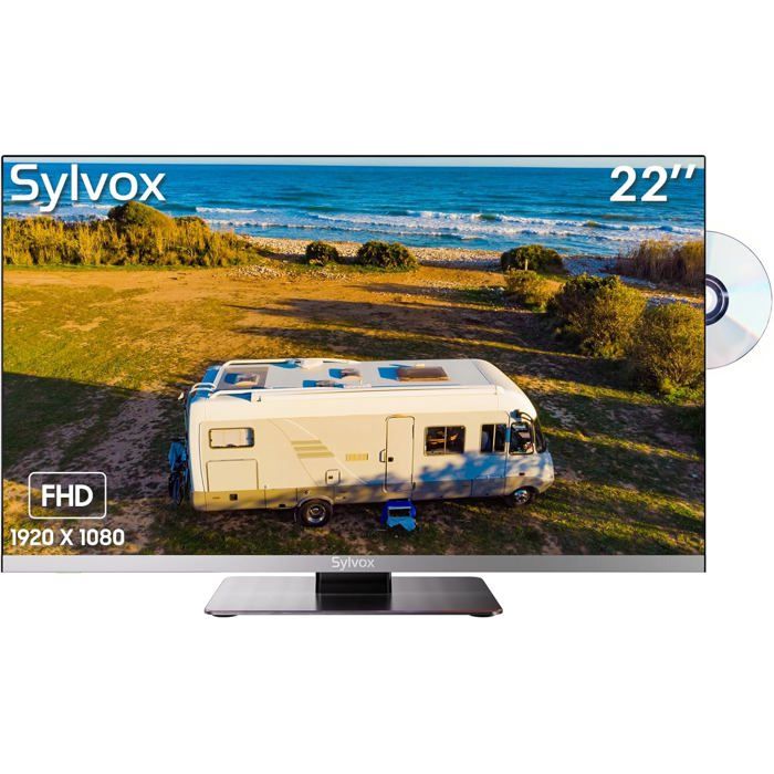 TV LCD - SYLVOX 22 - 1080P FHD - Lecteur DVD intégré - Alimentation 9–32V (12V/220V)