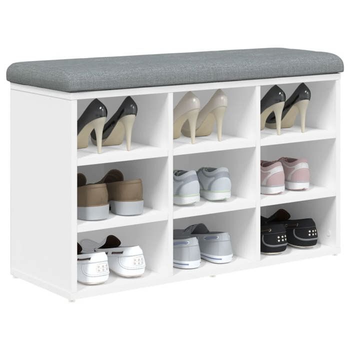 MGH - TOP Banc de rangement à chaussures - Meuble de couloir - blanc 82x32x50 cm - bois dingénierie MM467
