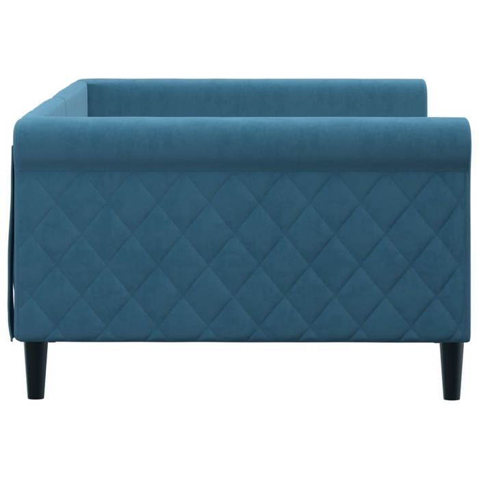 Cadre de Lit de repos - BURKE - Canapé-lit Simple - sans matelas - bleu 100x200 cm velours AA1616