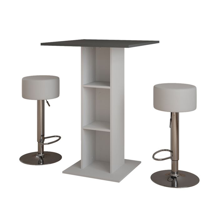Set de table de bar Repose 75x75cm avec 2 tabourets de bar Anthracite/Blanc Vicco 55718 Set de table de bar Repose 75x75cm avec 2 tabourets de bar Anthracite/Blanc Vicco 55718