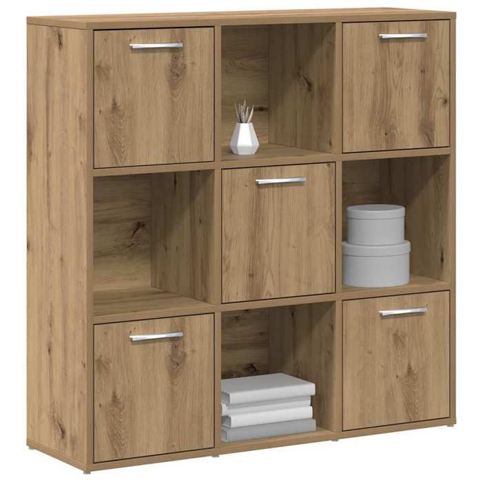 Cabinet de salon Brun - LEMON® Bibliothèque - chêne artisanal - 90x28x90cm - stockage livres - Bois dingénierie 148 - Soldes