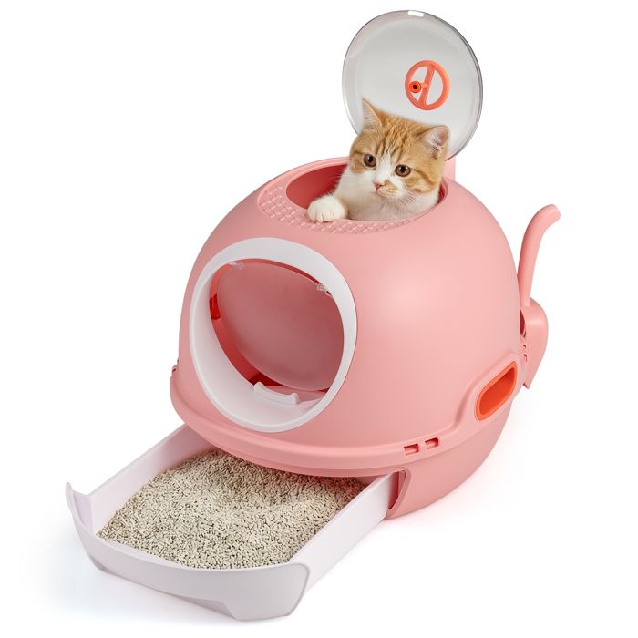 Bac à Litière pour Chat Petits et Moyens COSTWAY Style Hélicoptère Fermé Couvercle Dessus Rabattable Pelle Incluse Tiroir Rose Bac à Litière pour Chat Petits et Moyens COSTWAY Style Hélicoptère Fermé Couvercle Dessus Rabattable Pelle Incluse Tiroir Rose