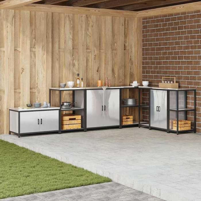 Armoire de Rangement de cuisine Meuble bas avec étagère Argent 60x50x92 cm Acier A13950