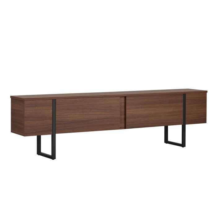 Meuble TV en bois Onera - 180 x 30 x 50 cm - Noyer / Noir Meuble TV en bois Onera - 180 x 30 x 50 cm - Noyer / Noir