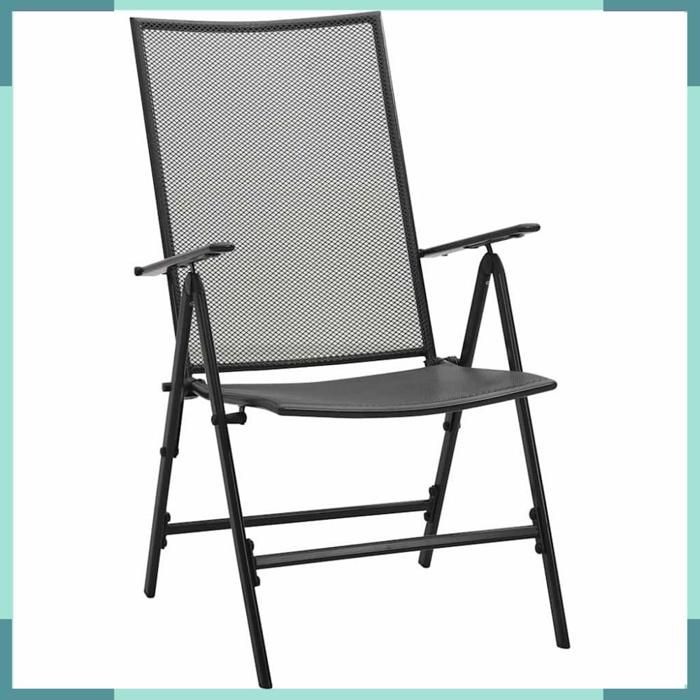 310153 Chaises pliables en maille lot de 4 Acier Anthracite