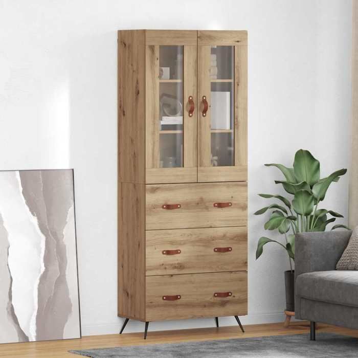 Beige Buffet avec étagère 2 pcs Chêne artisanal Bois dingénierie - Meuble Rangement LV30897