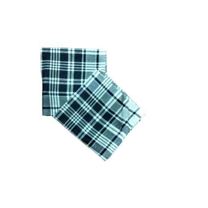 Lot De 12 Mouchoirs 40x40 Cm En Coton - 3 Motifs à Carreaux Bleu Et