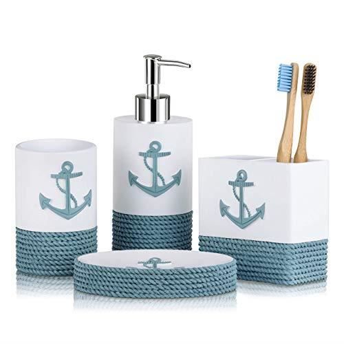TideAndTales Nautical Bathroom Decor 4 Piece Bathroom Accessories Set ...