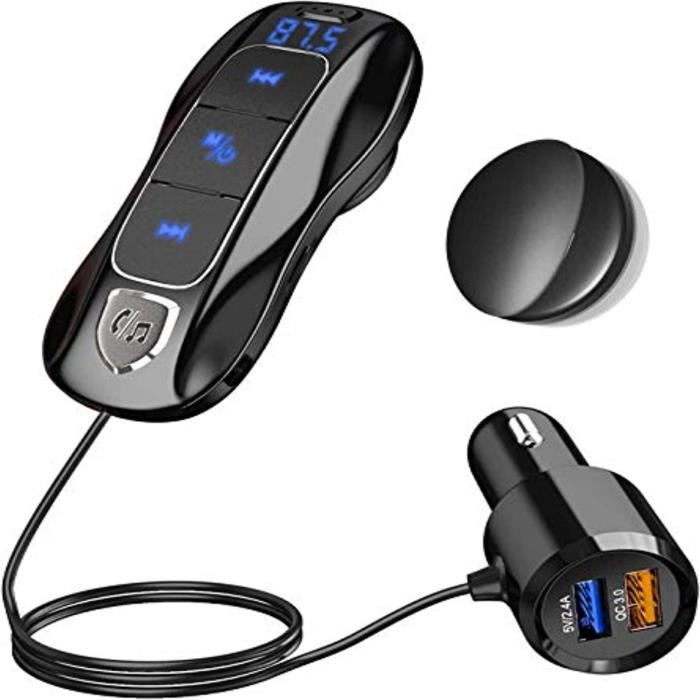 SONRU Transmetteur FM Bluetooth V5.0, Émetteur Autoradio Bluetooth Kit Mains Libres pour Voiture Double ports USB