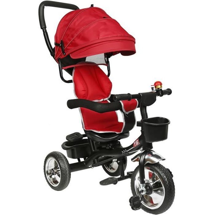 Tricycle enfant Evolutif CASNELY avec auvent pliable barre à pousser enfant  1-5ans Rouge - Cdiscount Sport